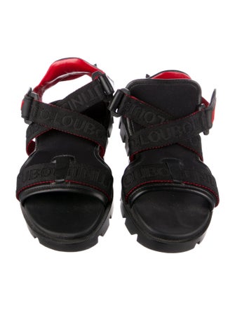 Christian Louboutin Spike Accents Graphic Print Gladiator Sandals