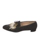 Christian Louboutin Suede Feather Trim Loafers