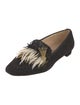 Christian Louboutin Suede Feather Trim Loafers