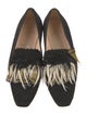 Christian Louboutin Suede Feather Trim Loafers