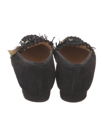Christian Louboutin Suede Feather Trim Loafers