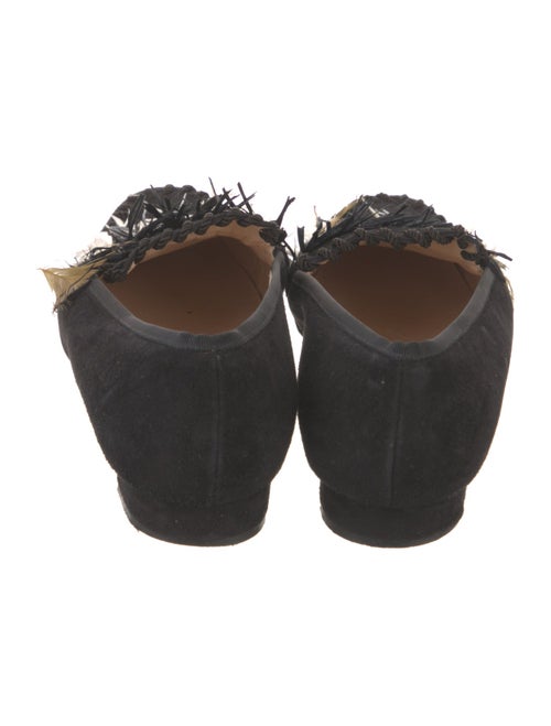 Christian Louboutin Suede Feather Trim Loafers