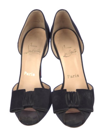 Christian Louboutin Satin Bow Accents D'Orsay Pumps