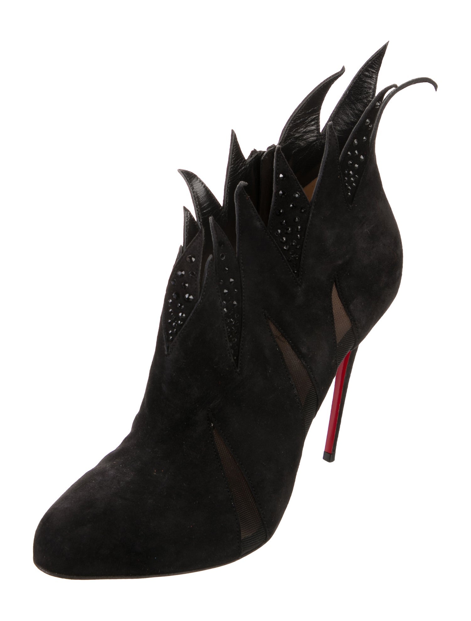 Christian Louboutin Suede Mesh Accents Pumps