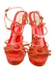 Christian Louboutin Suede Chain-Link Accents T-Strap Sandals