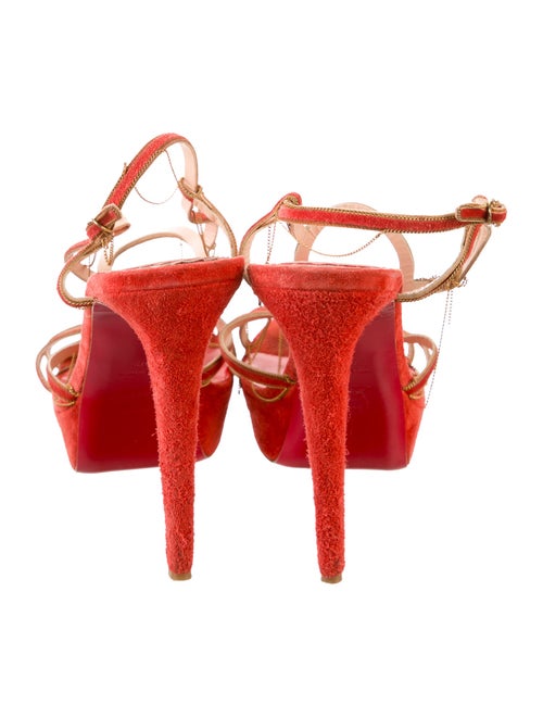 Christian Louboutin Suede Chain-Link Accents T-Strap Sandals