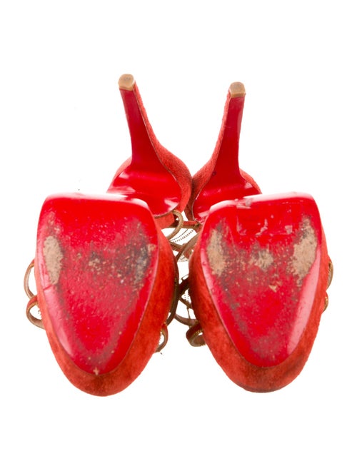 Christian Louboutin Suede Chain-Link Accents T-Strap Sandals