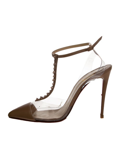 Christian Louboutin Spike Accents Leather T-Strap Pumps
