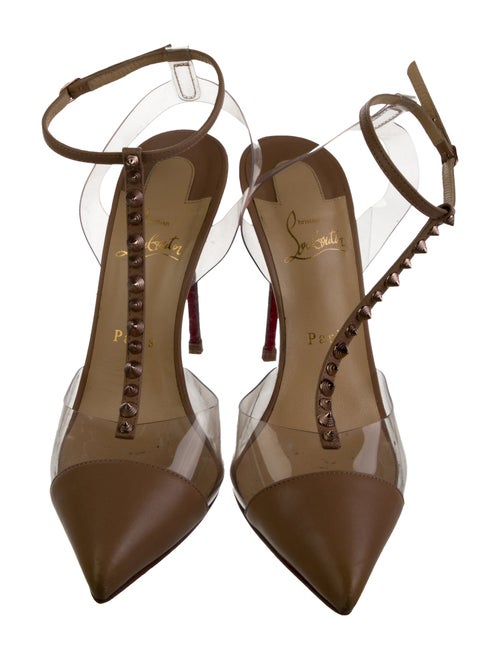 Christian Louboutin Spike Accents Leather T-Strap Pumps