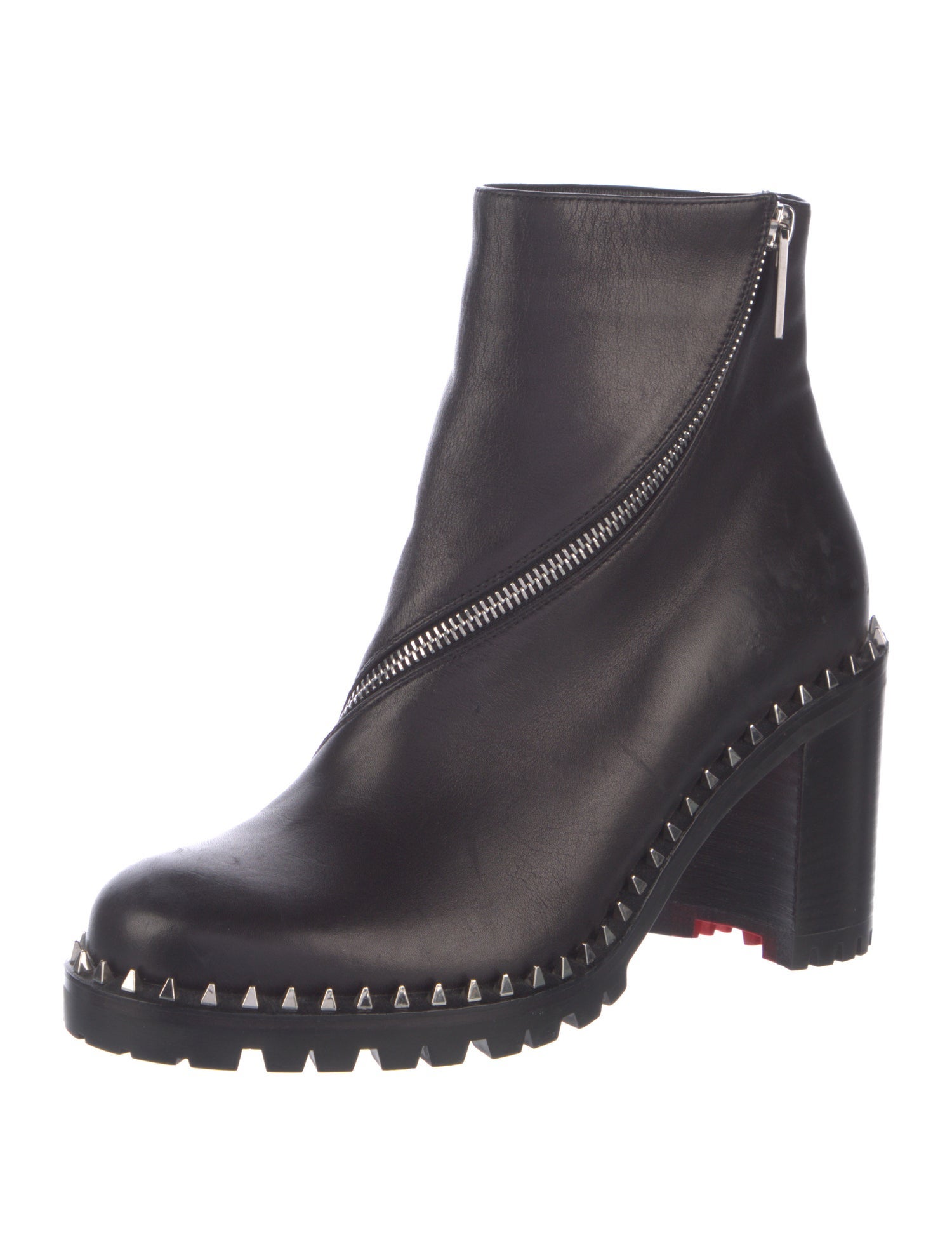 Christian Louboutin Spike Accents Leather Boots