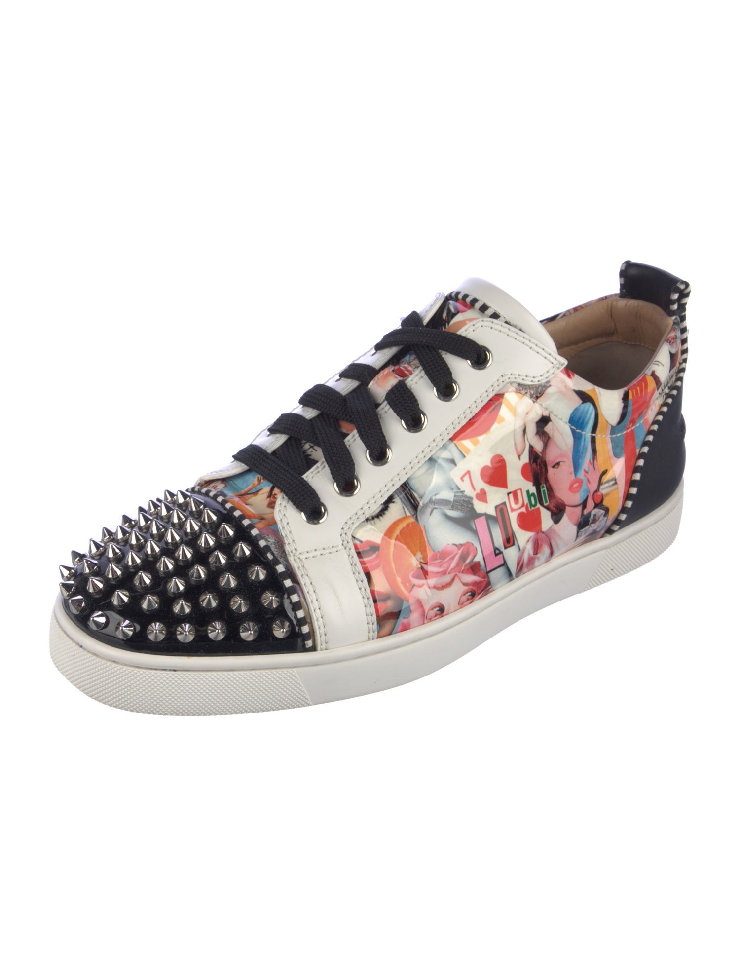 Christian Louboutin Spike Accents Leather Sneakers