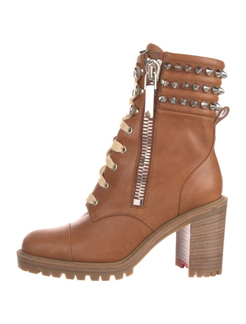 Christian Louboutin Spike Accents Leather Combat Boots