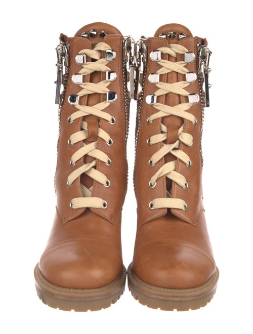 Christian Louboutin Spike Accents Leather Combat Boots