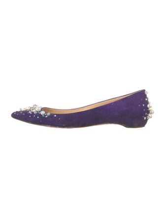 Christian Louboutin Faux Pearl Accents Suede Flats