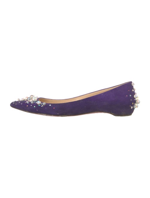 Christian Louboutin Faux Pearl Accents Suede Flats