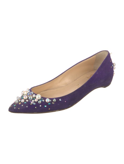 Christian Louboutin Faux Pearl Accents Suede Flats
