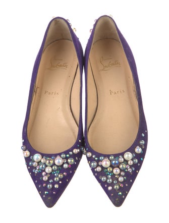 Christian Louboutin Faux Pearl Accents Suede Flats