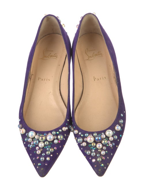 Christian Louboutin Faux Pearl Accents Suede Flats