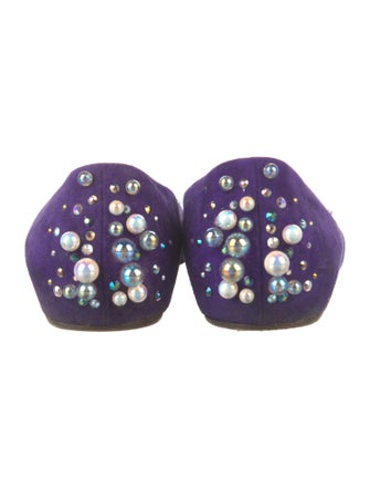 Christian Louboutin Faux Pearl Accents Suede Flats