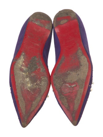 Christian Louboutin Faux Pearl Accents Suede Flats