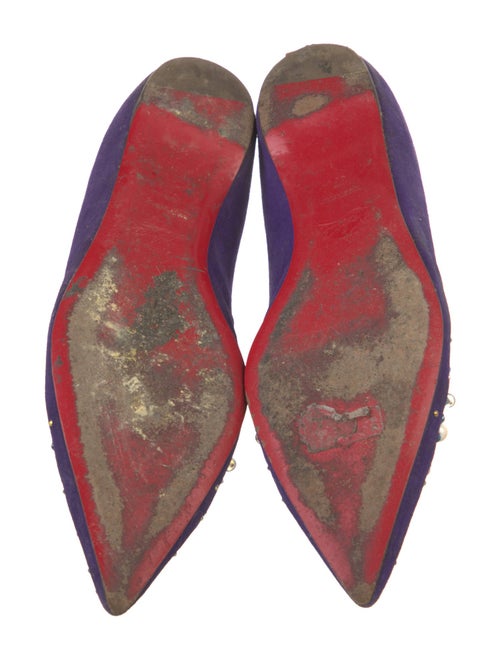 Christian Louboutin Faux Pearl Accents Suede Flats