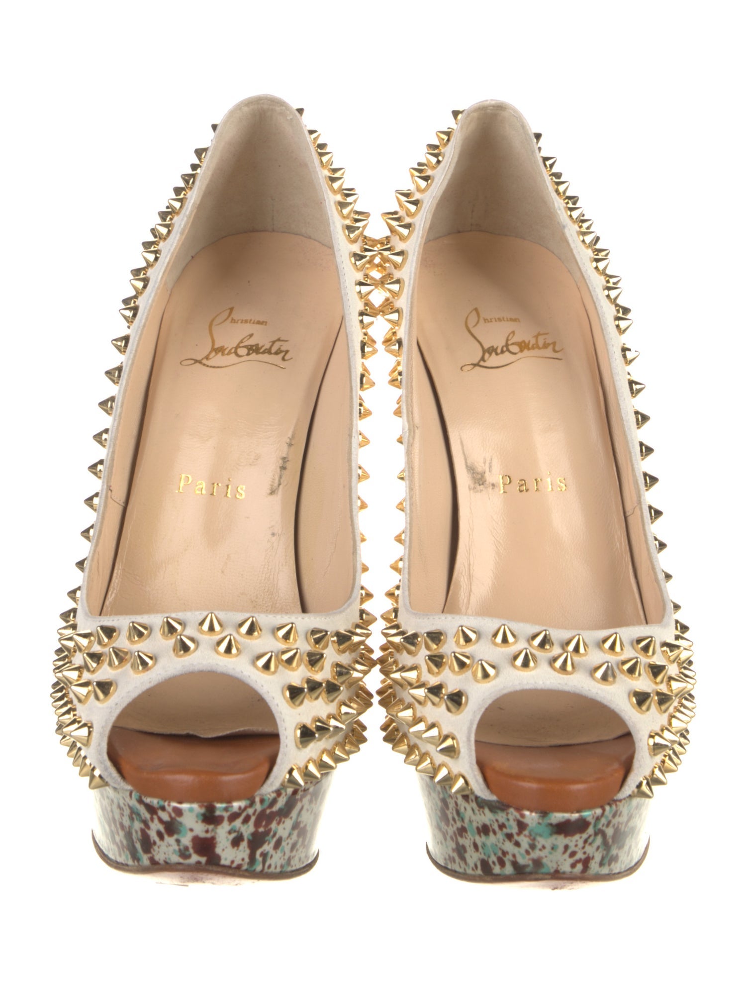 Christian Louboutin Spike Accents Leather Pumps
