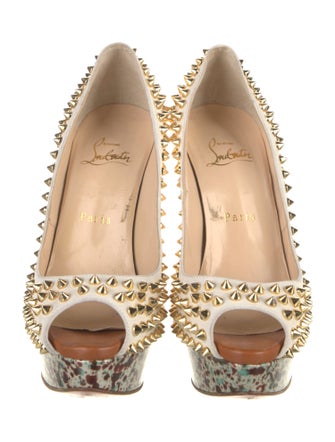 Christian Louboutin Spike Accents Leather Pumps