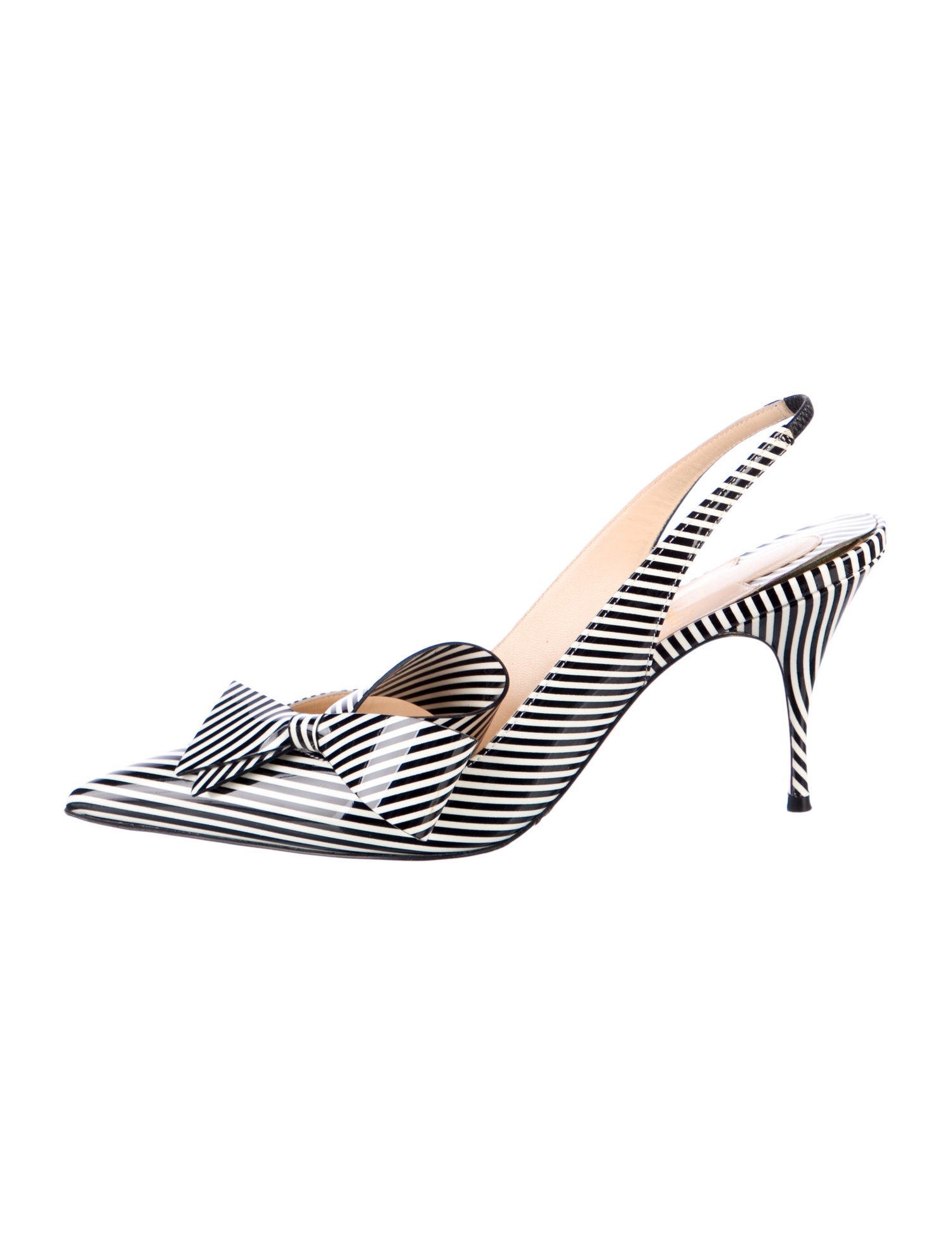 Christian Louboutin Patent Leather Striped Slingback Pumps