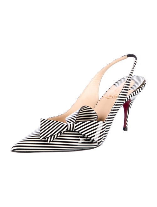 Christian Louboutin Patent Leather Striped Slingback Pumps