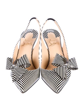 Christian Louboutin Patent Leather Striped Slingback Pumps