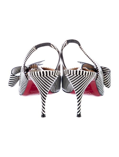 Christian Louboutin Patent Leather Striped Slingback Pumps