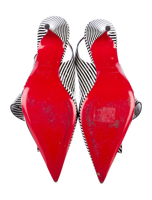Christian Louboutin Patent Leather Striped Slingback Pumps