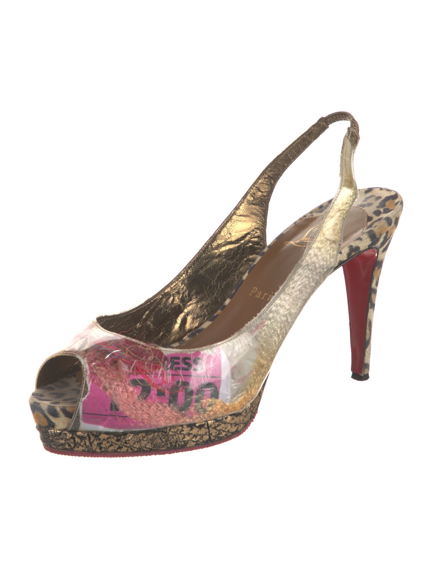 Christian Louboutin PVC Animal Print Slingback Pumps