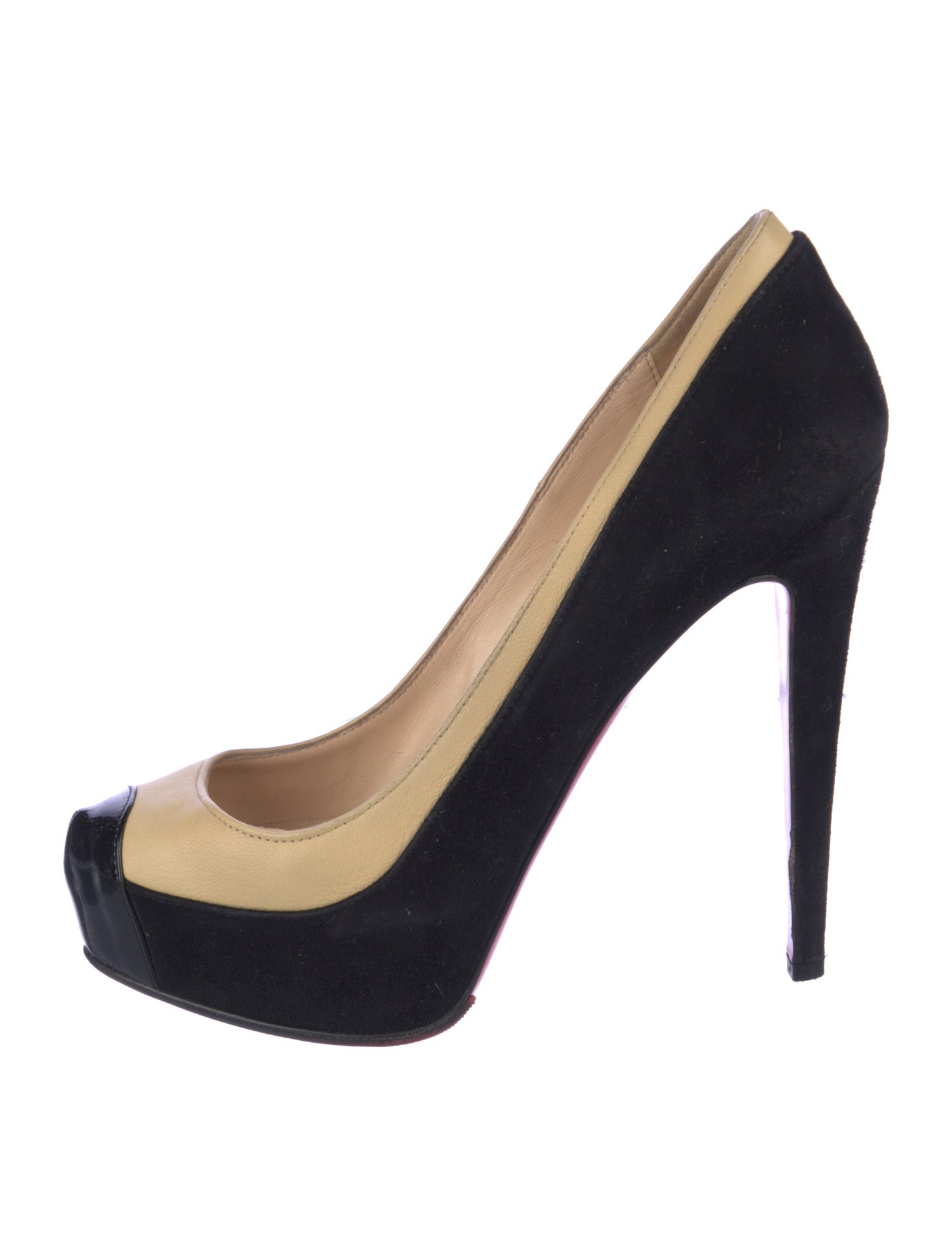 Christian Louboutin Suede Colorblock Pattern Pumps