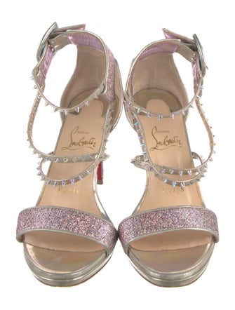 Christian Louboutin Spike Accents Glitter Sandals