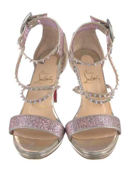 Christian Louboutin Spike Accents Glitter Sandals