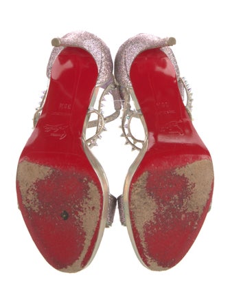 Christian Louboutin Spike Accents Glitter Sandals