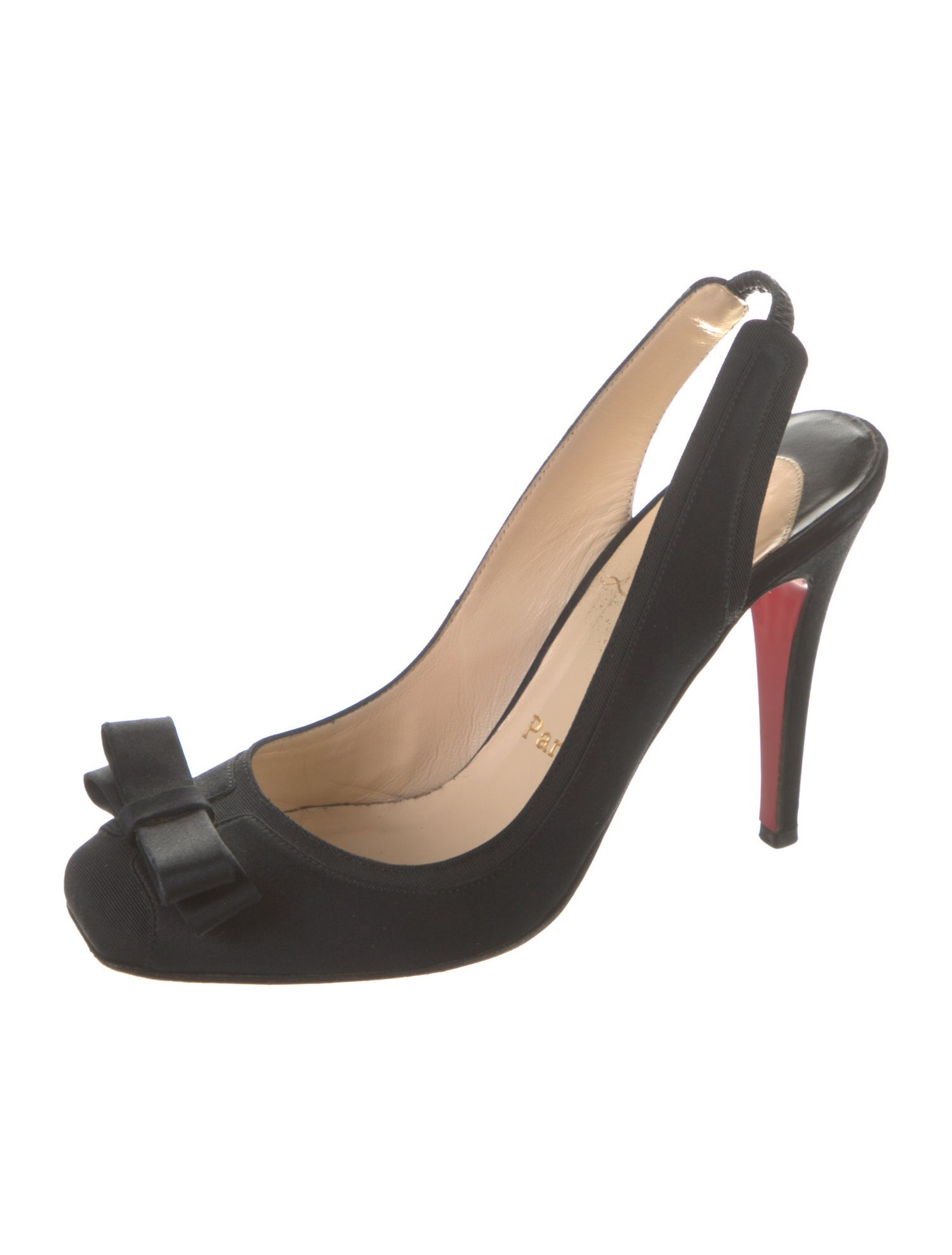 Christian Louboutin Satin Bow Accents Slingback Pumps
