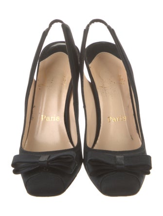 Christian Louboutin Satin Bow Accents Slingback Pumps