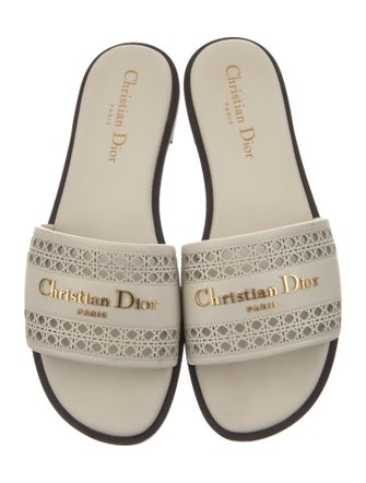 Christian Dior Leather Lasercut Accents Slides