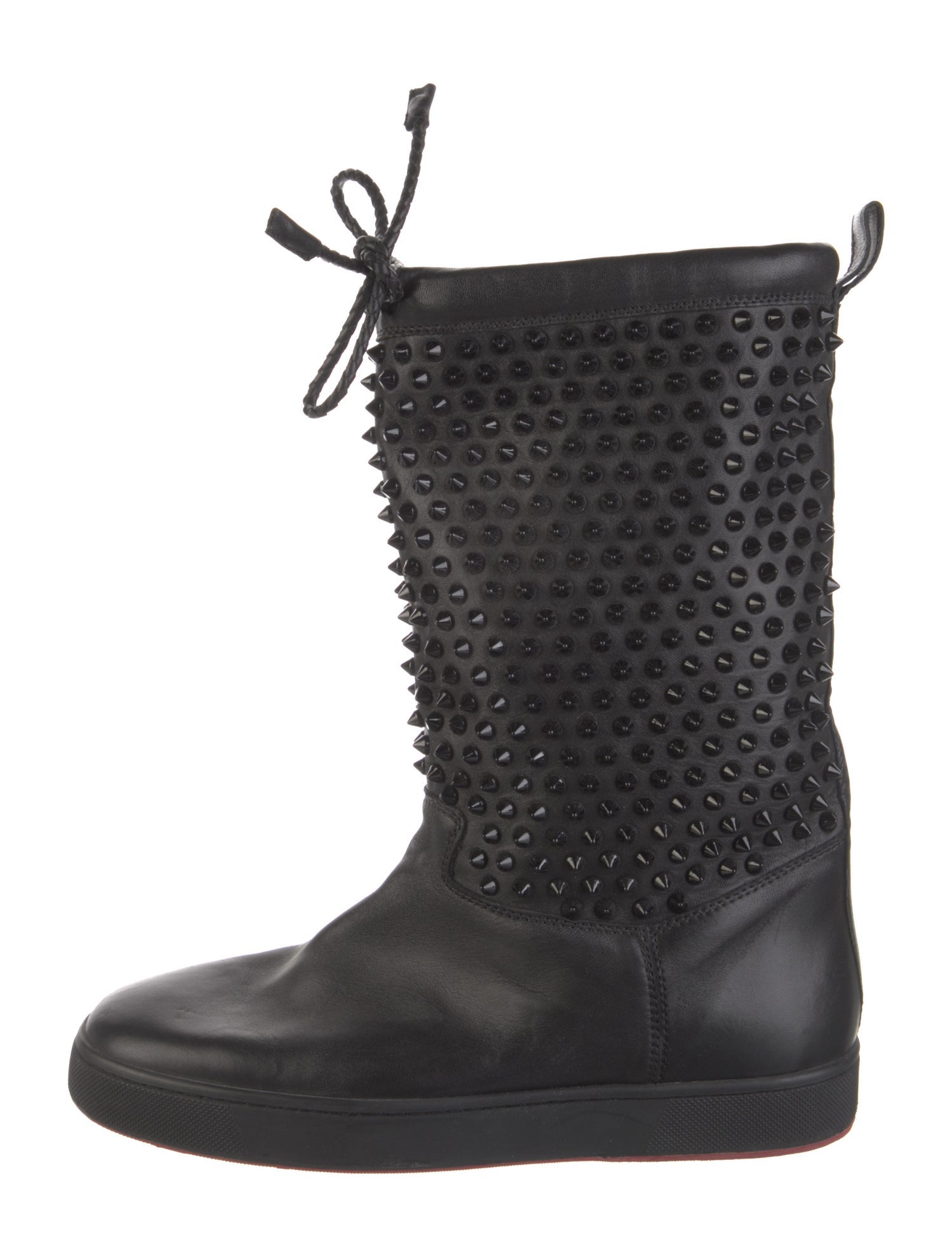 Christian Louboutin Spike Accents Leather Rain Boots