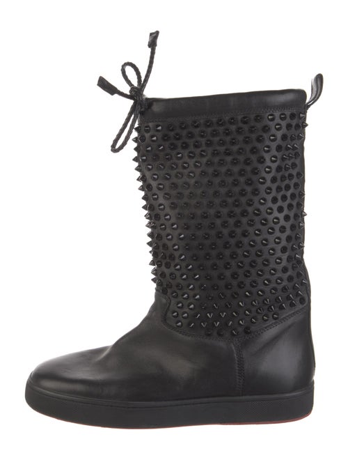 Christian Louboutin Spike Accents Leather Rain Boots