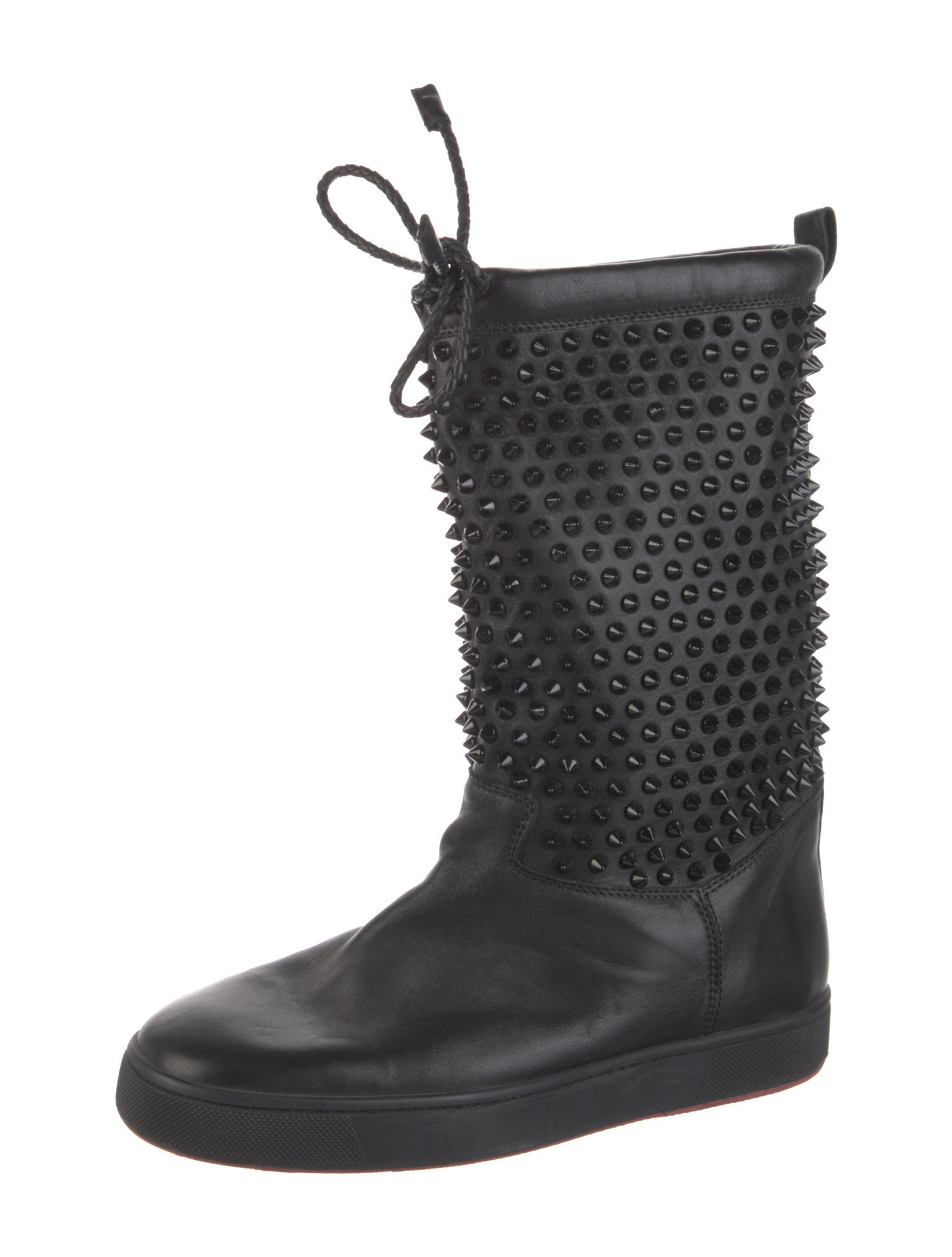 Christian Louboutin Spike Accents Leather Rain Boots