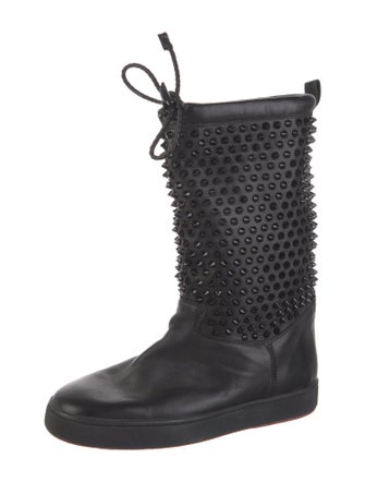 Christian Louboutin Spike Accents Leather Rain Boots