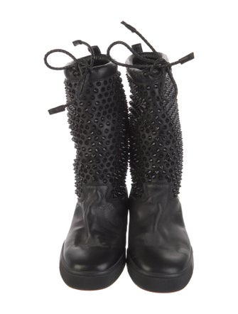 Christian Louboutin Spike Accents Leather Rain Boots
