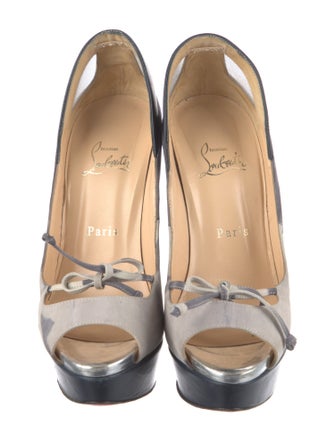 Christian Louboutin Suede Printed Slingback Pumps