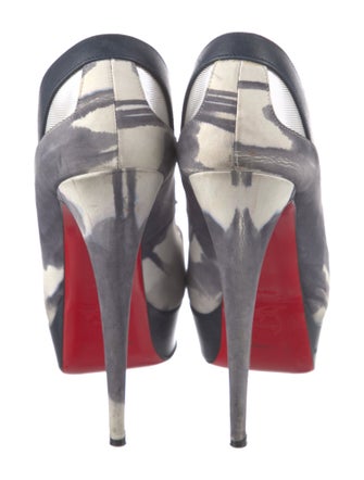 Christian Louboutin Suede Printed Slingback Pumps