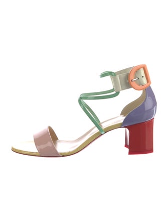 Christian Louboutin Patent Leather Leather Trim Embellishment Sandals