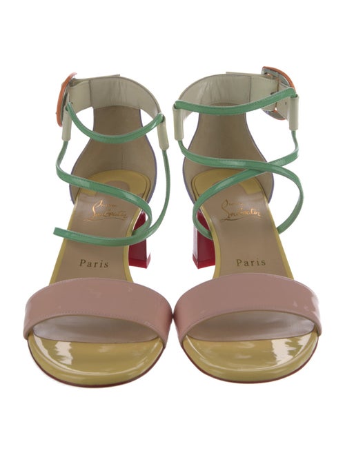 Christian Louboutin Patent Leather Leather Trim Embellishment Sandals