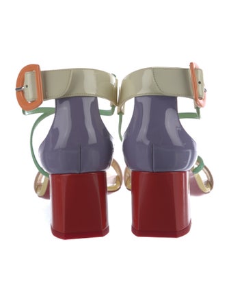 Christian Louboutin Patent Leather Leather Trim Embellishment Sandals